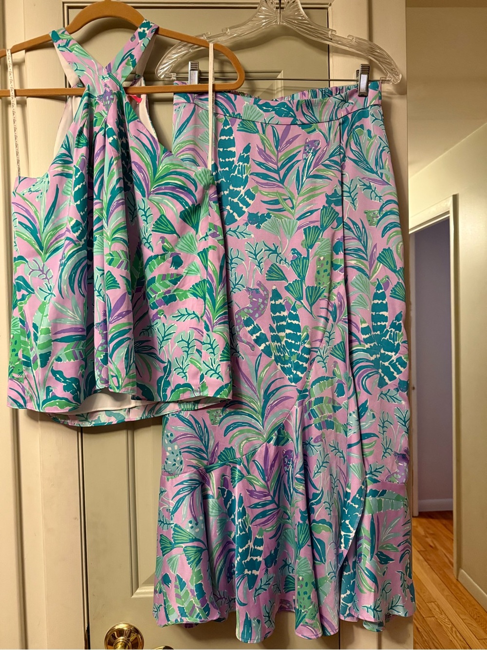 Lilly Pulitzer Pink, Teal & Green One-Shoulder Tropical Dress